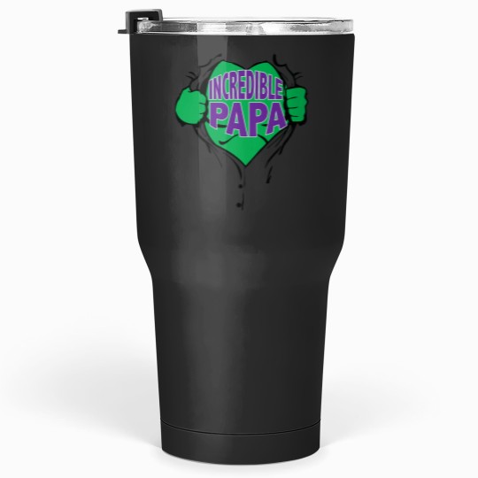 Discover Incredible Papa Superhero Open Chest Greens Man Tumblers 30 oz