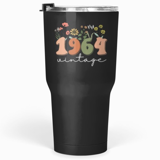 Discover Womens 60 Years Old Vintagess 1964 60th Birthday Tee Wildflower Women VNeck Tumblers 30 oz