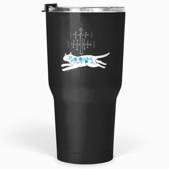 Discover Folk cat on yellow Tumblers 30 oz