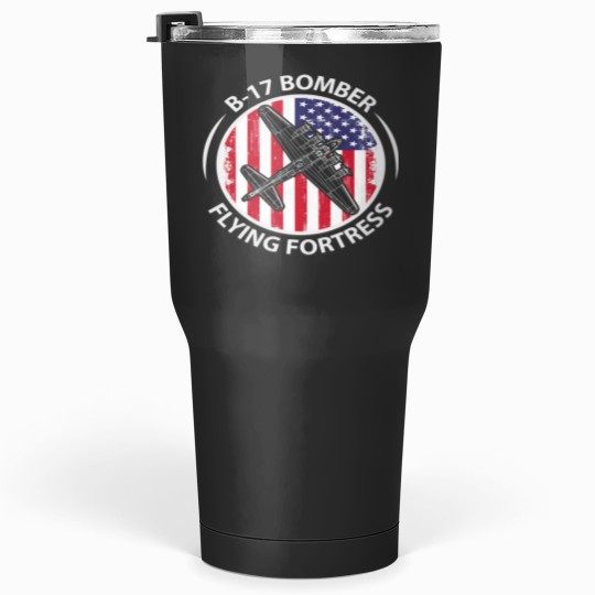 Discover B17 Flying Fortress with flag Tumblers 30 oz
