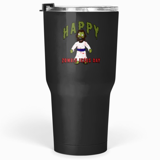 Discover Creepy Zombie Jesus wants BRAINS! Happy Zombie Jesus Day! Funny Horror creepy zombie jesus Tumblers 30 oz