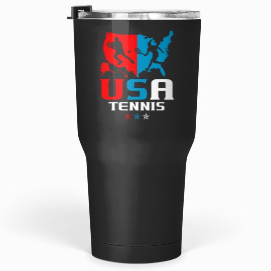 Discover USA Tennis Independence Day American Flag Racket Sports Tumblers 30 oz