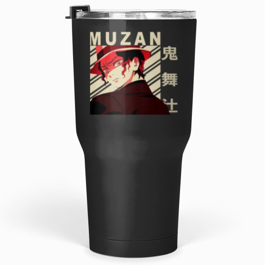 Discover Lucky Think Fast In Every Position Muzan Kibutsuji Vintagess Art Gifts For Fan Tumblers 30 oz