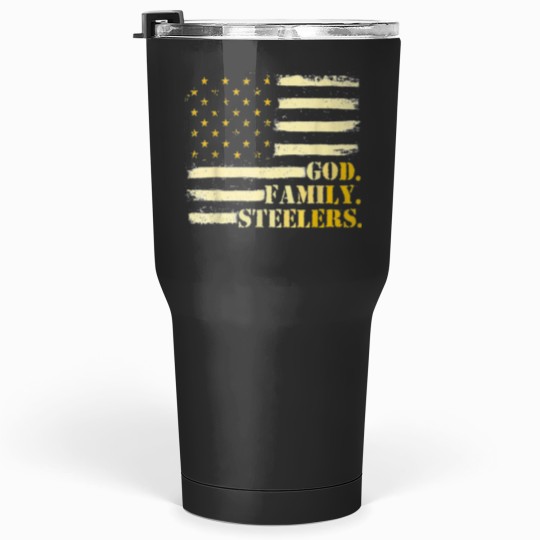 Discover American Flag God Family steelersss Military Veteran Essential Tumblers 30 oz