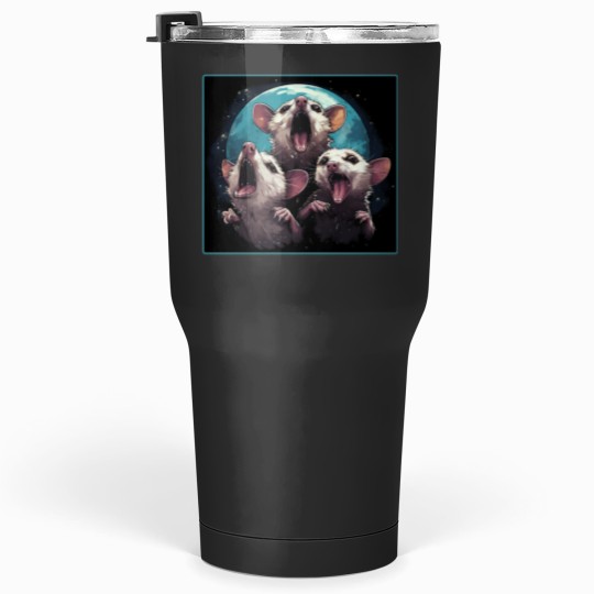 Discover Copy of Three possumss Moon 3 Opossum Funny Weird Cursed Meme Tumblers 30 oz