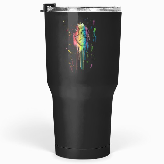 Discover Watercolour and Pen Rainbow Anatomical Heart Tumblers 30 oz