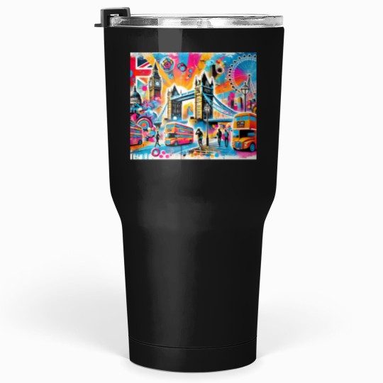 Discover “Neon London Vibes Pop Art Cityscape” Tumblers 30 oz