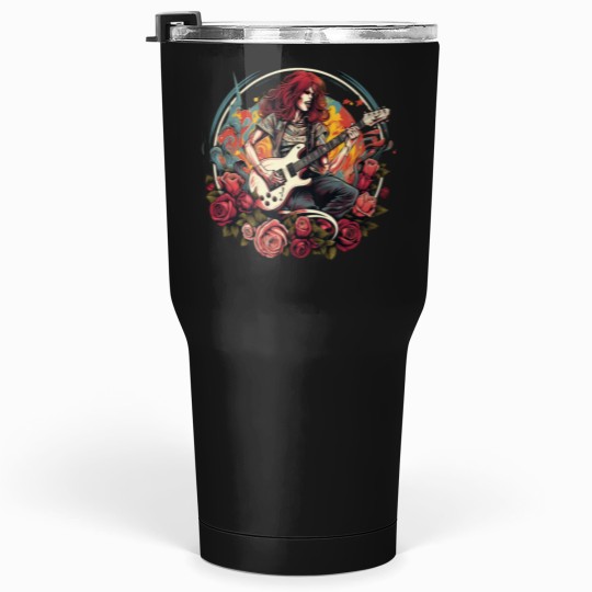 Discover woman playing guitar zombies and roses Tumblers 30 oz