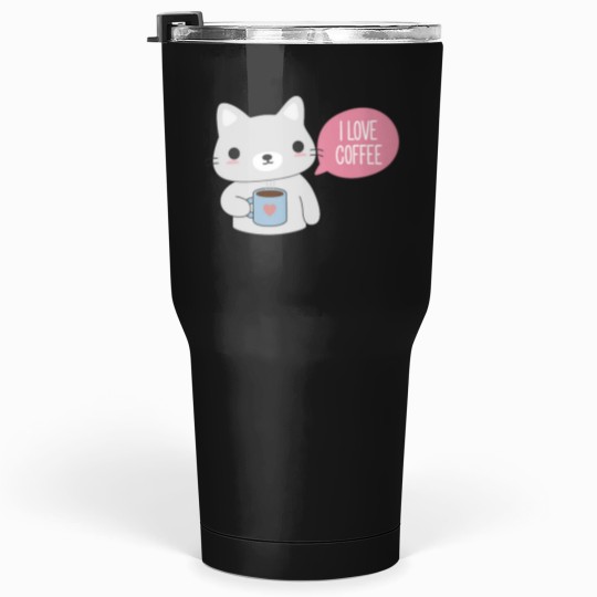Discover Cute Coffee Cat Tumblers 30 oz