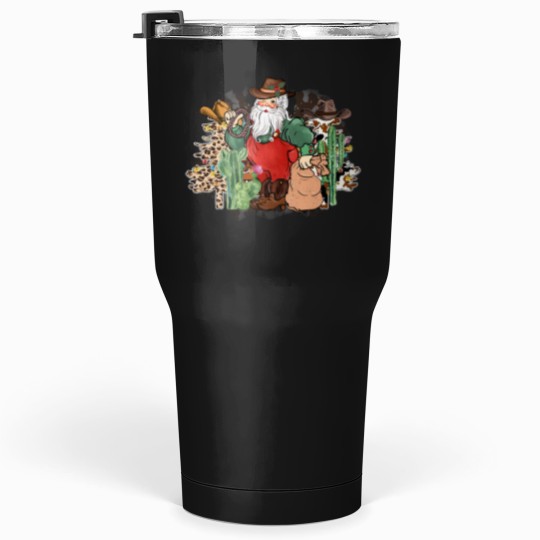 Discover Santa Claus Cowboys Retro Colors Tumblers 30 oz