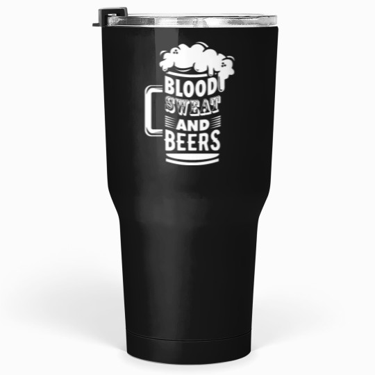 Discover Blood Sweat And Beers funnys St Patricks Day Pun Fitted Scoop Tumblers 30 oz