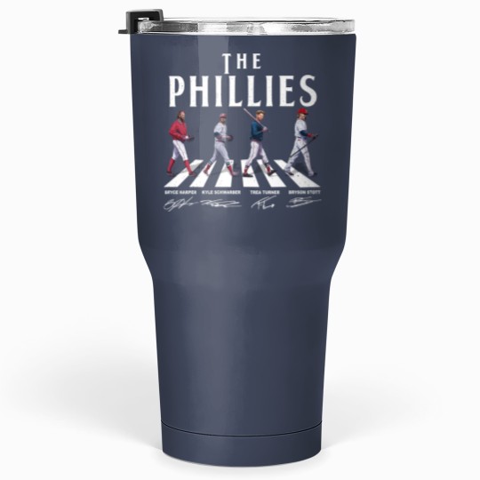 Discover SALE!!! Phillies Walking Abbey Road Signatures Baseball 2023 Signatures Tumblers 30 Oz