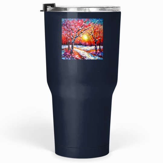 Discover Cherry trees in snow 4 Tumblers 30 oz
