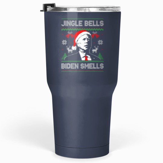 Discover Santa Biden Jingle Bells Biden Smells Ugly Christm Tumblers 30 Oz