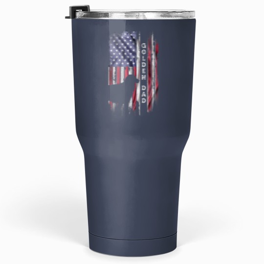 Discover Vintage USA Flag Proud Golden Retriever Dad Silhou Tumblers 30 Oz