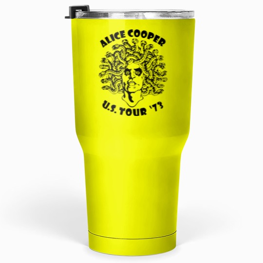 Discover Alice Cooper Men's Tumblers 30 Oz, Medusa USA Tour 1973 Cover White Graphic Tumblers 30 Oz