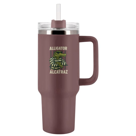 Discover Alligator Alcatraz Tumblers 40 Oz With Handle Comfort Colors, Funny Gator Tumblers 40 Oz With Handle, Retro Unisex Graphic Tumblers 40 Oz With Handle