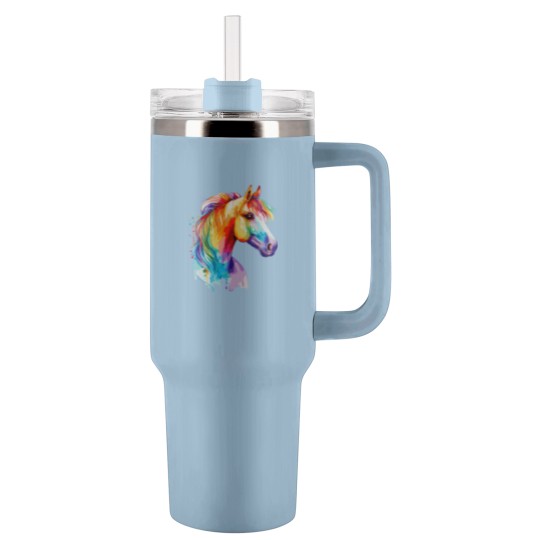 Discover Watercolor Horse Pony Colorful Pet Ponys Lover Tumblers 40 Oz With Handle
