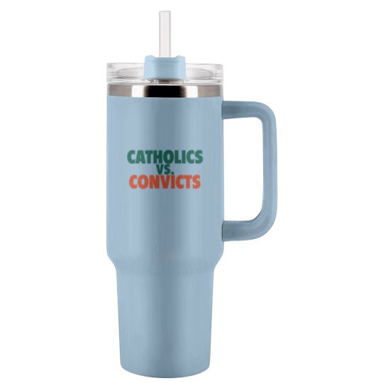 Discover Catholics Vs. Convicts Retro 1988 Football Game Tumblers 40 Oz With Handle