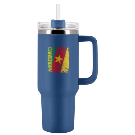 Discover Cameroon Flag Vintage Distressed Tumblers 40 Oz With Handle