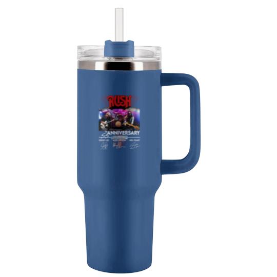 Discover 55 Years RUSH Band 1968-2023 Signatures Tumblers 40 Oz With Handle