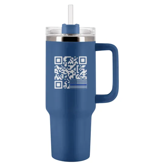 Discover BACK Print - Police Flag Trump Dance QR Code Comfort Colors Tumblers 40 Oz With Handle,  Republican Tumblers 40 Oz With Handle