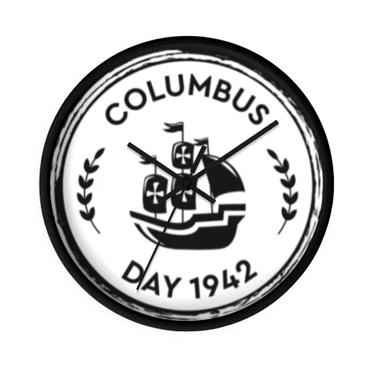 Discover Columbus Day USA America Holiday Christopher Ship Wall Clocks