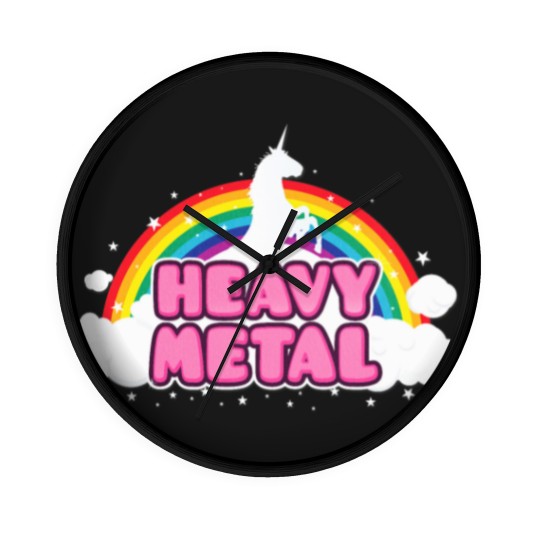 Discover HEAVY METAL! (Funny Unicorn / Rainbow Mosh Parody Wall Clocks