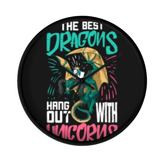 Discover The Best Dragons Hang Out With Unicorns Gift For A Wall Clocks