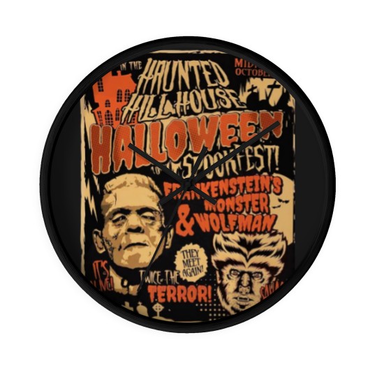 Discover Frankenstein and Wolfman Vintage Retro Halloween , 80's Horror Wall Clocks