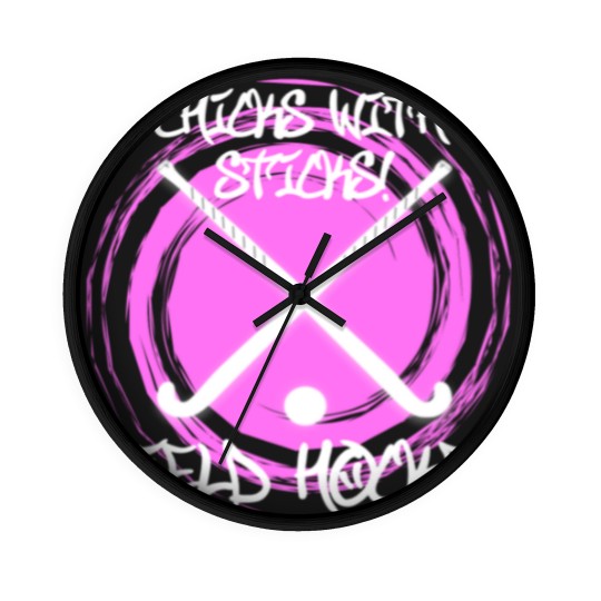 Discover Chicks with Sticks Field Hockey Wall Clocks
