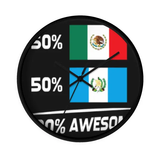 Discover Half Mexican Half Guatemalan Pride Mexico Guatemala Flag Wall Clocks
