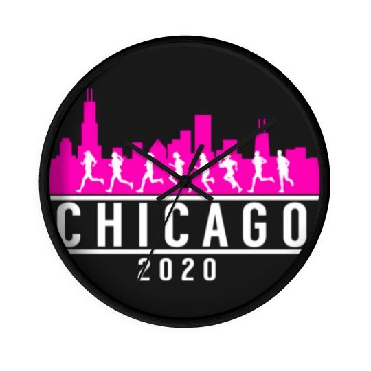 Discover Chicago Skyline Runners Wall Clocks