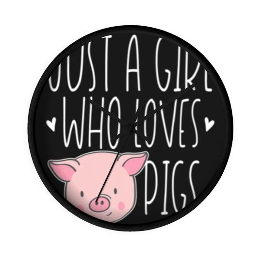 Discover Cute Just Girl Who Loves Pigs Funny Farm Animal Wall Clocks