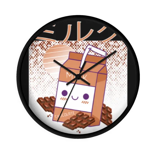 Discover Retro 90s Japanese Kawaii Chocolate Milk Shake Carton Wall Clocks