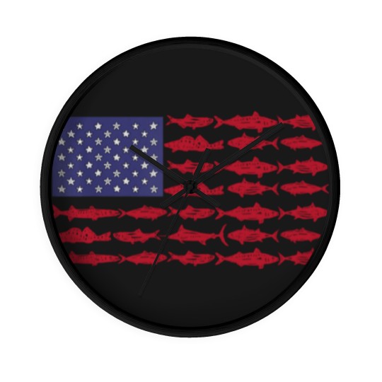 Discover Vintage USA Fish American Flag Wall Clocks Fishing Gifts ABS001