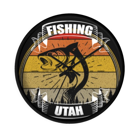 Discover Vintage Sunset Trees Fishing Utah Wall Clocks
