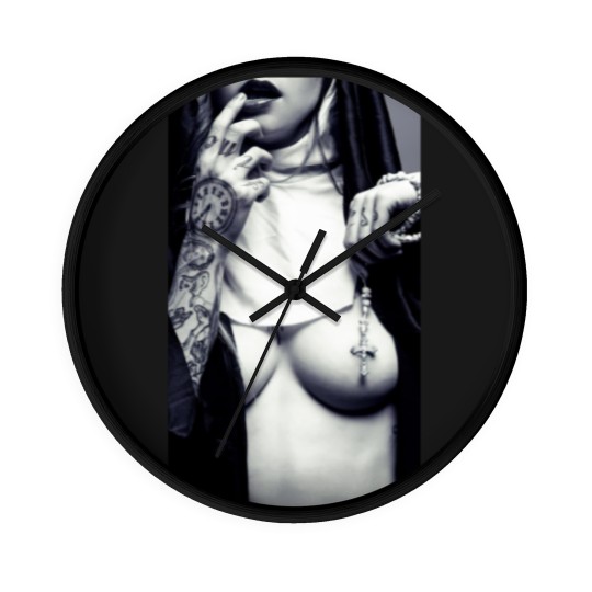 Discover Sexy Nun Wall Clocks Cross Tattoo Funny Novelty
