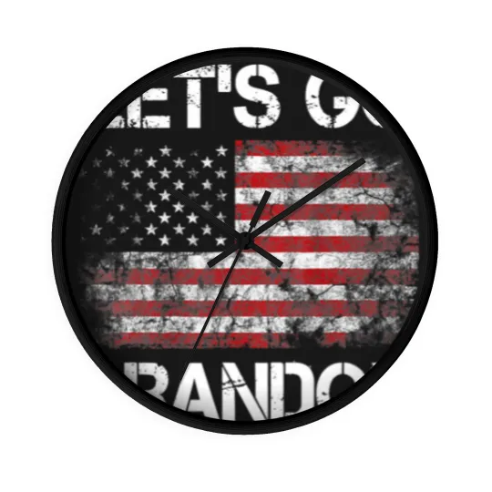 Discover Let's Go Brandon Vintage American Flag Patriotic on back Wall Clocks