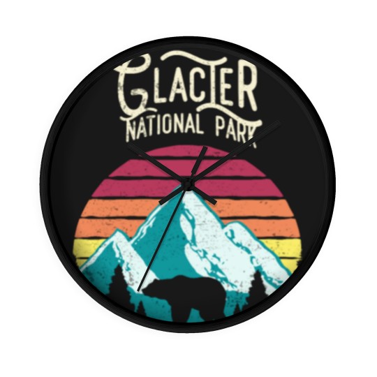 Discover Vintage Glacier National Park Mountain Bear Sweat Wall Clocks