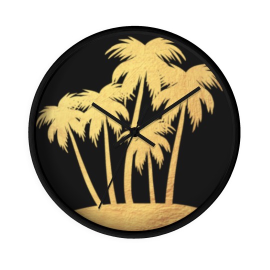 Discover Palm Gold Beach Vacation Island Luxury Summer Sun Wall Clocks