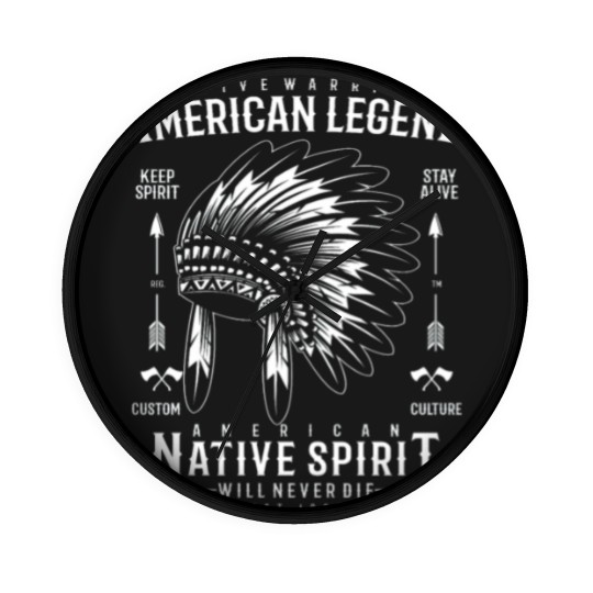 Discover Retro Native Warrior Vintage American Indian Tribe Wall Clocks