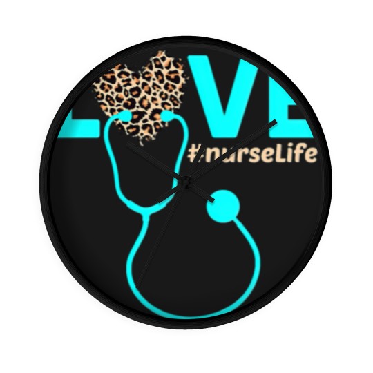 Discover Nurse Life RN LPN CNA Healthcare Cheetah Heart Wall Clocks