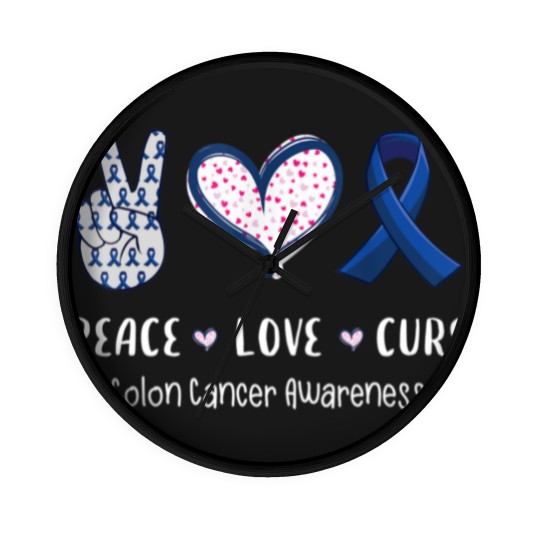 Discover Love Colon Wall Clocks Peace Love cure Colon cancer awareness