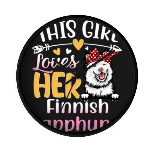 Discover This Girl Love Her Finnish Lapphund Dog - Dog Lover For Women - Wall Clocks
