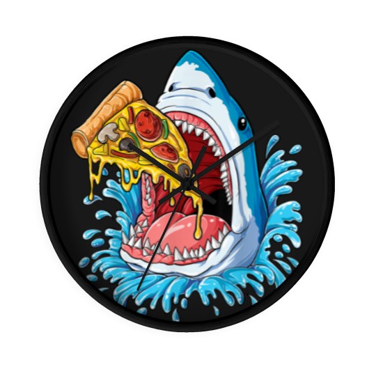 Discover Pizza Eating Shark Wall Clocks Kids Boys Food Lovers Jawsome Wall Clocks Wall Clocks