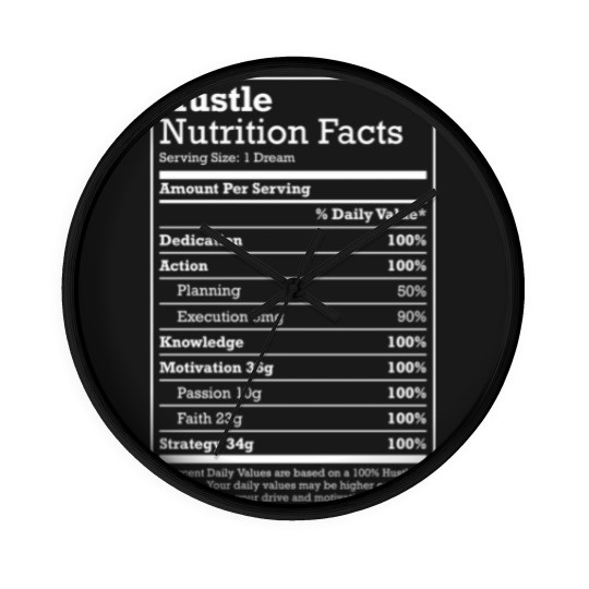 Discover Hustle meme Wall Clocks Hustle Nutrition Facts