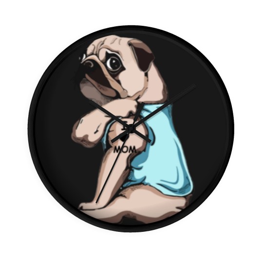 Discover Pug Dog I Love Mom Wall Clocks