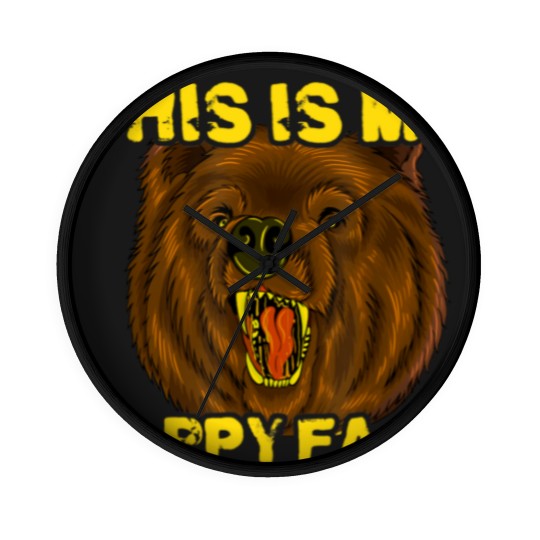 Discover This Is My Happy Face Funny Grizzly Bear Wall Clocks