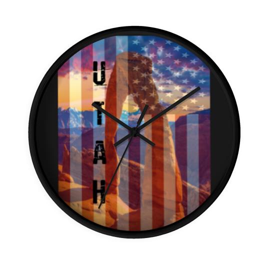 Discover Utah American Flag Wall Clocks